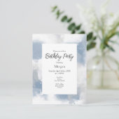 Zachte blauwe grijze en witte Abstracte penseelstr Kaart (Staand voorkant)