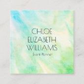Zachte Blauwe Groene het Schilderen Abstracte Wate Vierkante Visitekaartje (Voorkant)