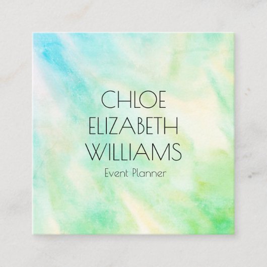 Zachte Blauwe Groene het Schilderen Abstracte Wate Vierkante Visitekaartje (Voorkant)