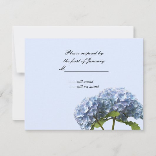 Zachte Blauwe Hortensia Antwoordkaart RSVP Kaartje (Voorkant)