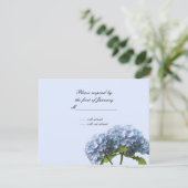 Zachte Blauwe Hortensia Antwoordkaart RSVP Kaartje (Staand voorkant)