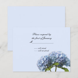 Zachte Blauwe Hortensia Antwoordkaart RSVP Kaartje