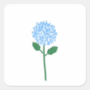 Zachte Blauwe Hortensia Botanische Cadeau Vierkante Sticker