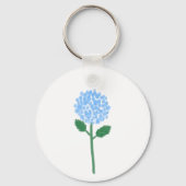 Zachte Blauwe Hortensia Botanische Gift Sleutelhanger (Voorkant)