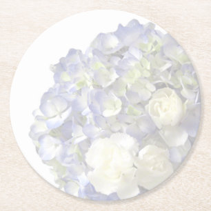 Zachte blauwe hortensia ronde kartonnen onderzetter