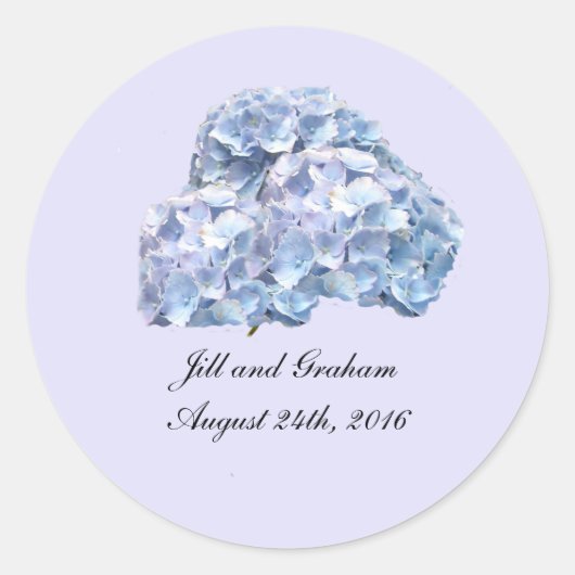 Zachte Blauwe Hortensia Ronde Sticker (Voorkant)