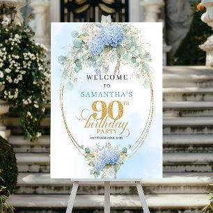 Zachte Blauwe Hortensia's Boho 90ste verjaardag we Poster