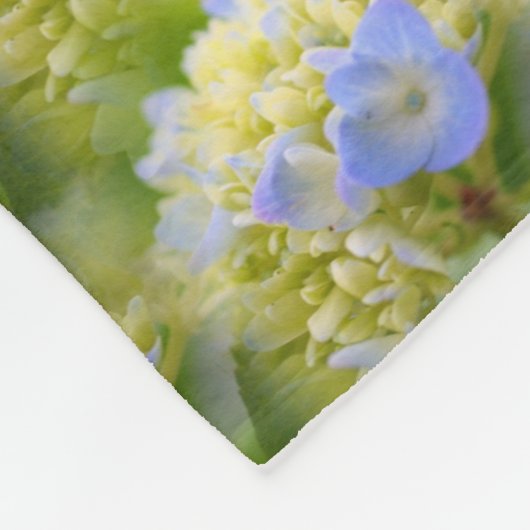 Zachte blauwe hydrangea ventilatorpatroon Natuur Fleece Deken (Hoek)