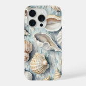 Zachte Blauwe Kust Zeeschelp Aquarel iPhone Hoesje (Achterkant)