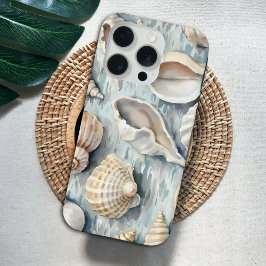 Zachte Blauwe Kust Zeeschelp Aquarel iPhone 15 Pro Case