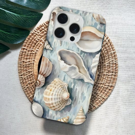 Zachte Blauwe Kust Zeeschelp Aquarel iPhone Hoesje