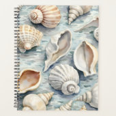 Zachte Blauwe Kust Zeeschelp Aquarel Planner (Voorkant)