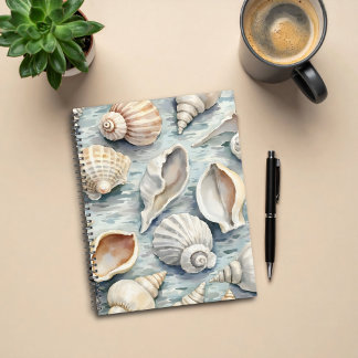 Zachte Blauwe Kust Zeeschelp Aquarel Planner