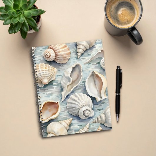 Zachte Blauwe Kust Zeeschelp Aquarel Planner