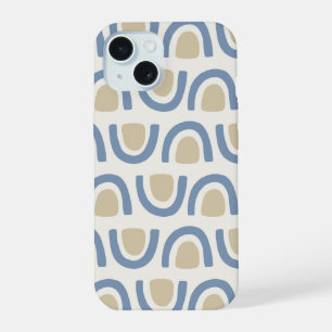 Zachte Blauwe Kustboog Geometrisch Patroon iPhone 15 Case