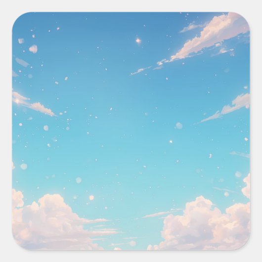Zachte Blauwe Lucht Vierkante Sticker (Voorkant)