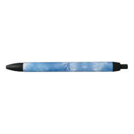Zachte Blauwe Lucht Waterverf Wolk Zwarte Inkt Pen