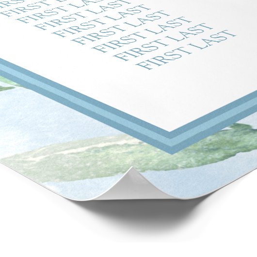 Zachte blauwe luienmank Baby shower Zitkaart Poster (Hoek)