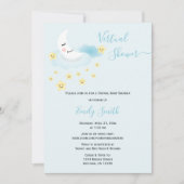 Zachte blauwe maan & sterren | Virtueel Baby showe Kaart (Voorkant)