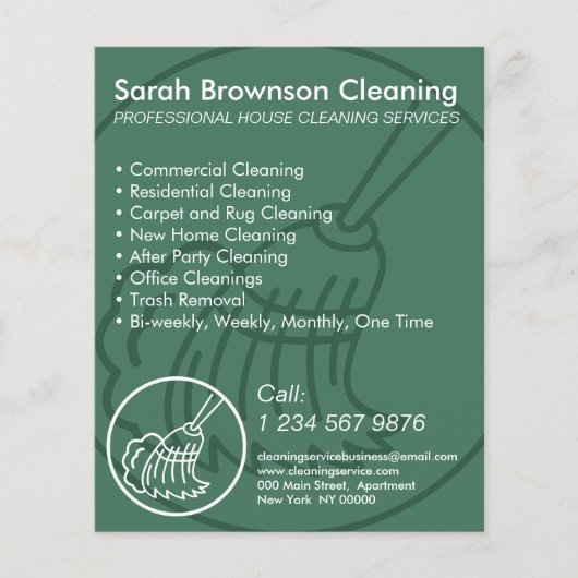 Zachte Blauwe Minimale Thuis Schoonmaak Huishoudst Flyer (Voorkant)