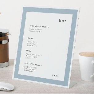 Zachte blauwe minimalistische bar-podiumsign voor reclamebord met voetstuk