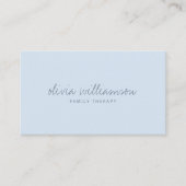 Zachte Blauwe Moderne Minimalistische Script Thera Visitekaartje (Voorkant)