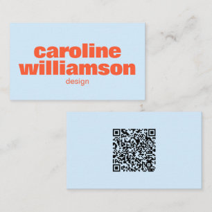 Zachte Blauwe Oranje Krachtige Naam QR Code Scan P Visitekaartje