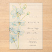 Zachte Blauwe Orchidee Bruiloft Acryl Uitnodigingen (Voorkant)
