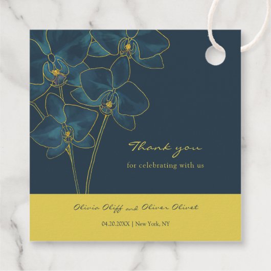 Zachte Blauwe Orchidee Bruiloft Bedankjes Labels (Achterkant)