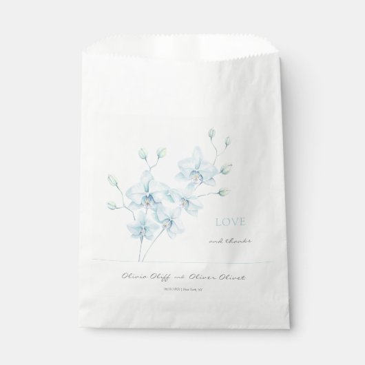 Zachte Blauwe Orchidee Bruiloft Bedankzakje (Voorkant)