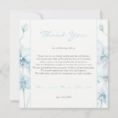 Zachte blauwe orchidee bruiloft dank u kaart (Achterkant)