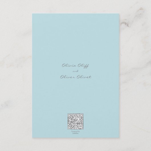 Zachte blauwe orchidee bruiloft details informatiekaartje (Achterkant)