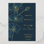 Zachte Blauwe Orchidee Bruiloft Folie Uitnodiging (Voorkant)