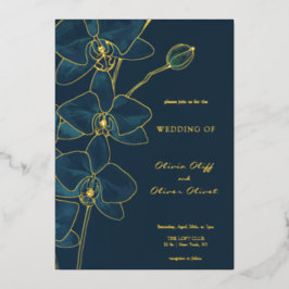 Zachte Blauwe Orchidee Bruiloft Folie Uitnodiging