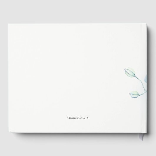 Zachte Blauwe Orchidee Bruiloft Gastenboek (Achterkant)