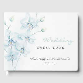 Zachte Blauwe Orchidee Bruiloft Gastenboek