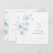 Zachte Blauwe Orchidee Bruiloft Jubileum 50 jaar Kaart (Voorkant / Achterkant)
