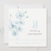 Zachte Blauwe Orchidee Bruiloft Jubileum 50 jaar Kaart (Voorkant)