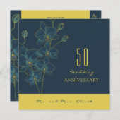 Zachte Blauwe Orchidee Bruiloft Jubileum 50 jaar Kaart (Voorkant / Achterkant)