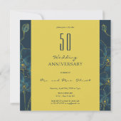 Zachte Blauwe Orchidee Bruiloft Jubileum 50 jaar Kaart (Achterkant)