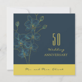 Zachte Blauwe Orchidee Bruiloft Jubileum 50 jaar Kaart