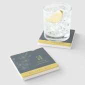 Zachte Blauwe Orchidee Bruiloft Jubileum 50 jaar Stenen Onderzetter (Zijkant)