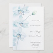 Zachte Blauwe Orchidee Bruiloft Kaart (Voorkant)