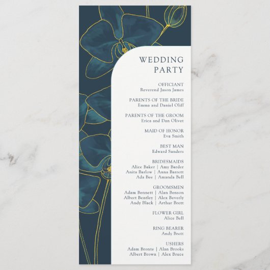 Zachte Blauwe Orchidee Bruiloft Programmakaart (Achterkant)