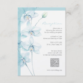 Zachte blauwe Orchidee bruiloft receptie Informatiekaartje