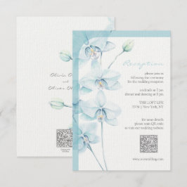 Zachte blauwe Orchidee bruiloft receptie Informatiekaartje