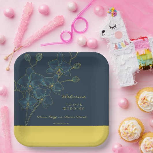 Zachte Blauwe Orchidee Bruiloft Welkom Papieren Bordje (Feest)