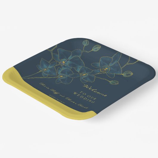 Zachte Blauwe Orchidee Bruiloft Welkom Papieren Bordje (Gebogen)