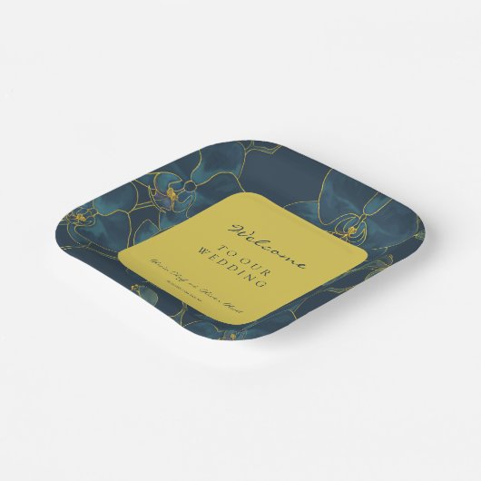 Zachte Blauwe Orchidee Bruiloft Welkom Papieren Bordje (Gebogen)