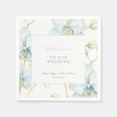 Zachte Blauwe Orchidee Bruiloft Welkom Servet (Voorkant)